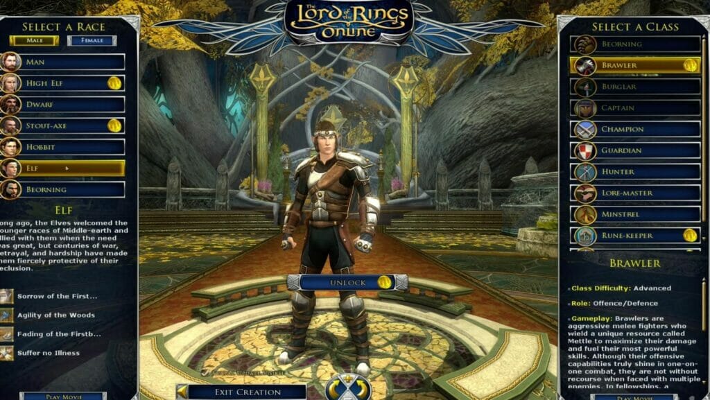 LOTRO - Elf Race on Display - Classes on the Right